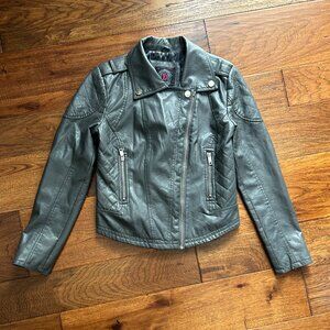 Dollhouse Faux Leather Jacket Womens Sz Small Coat Gray Biker Moto Full Zip